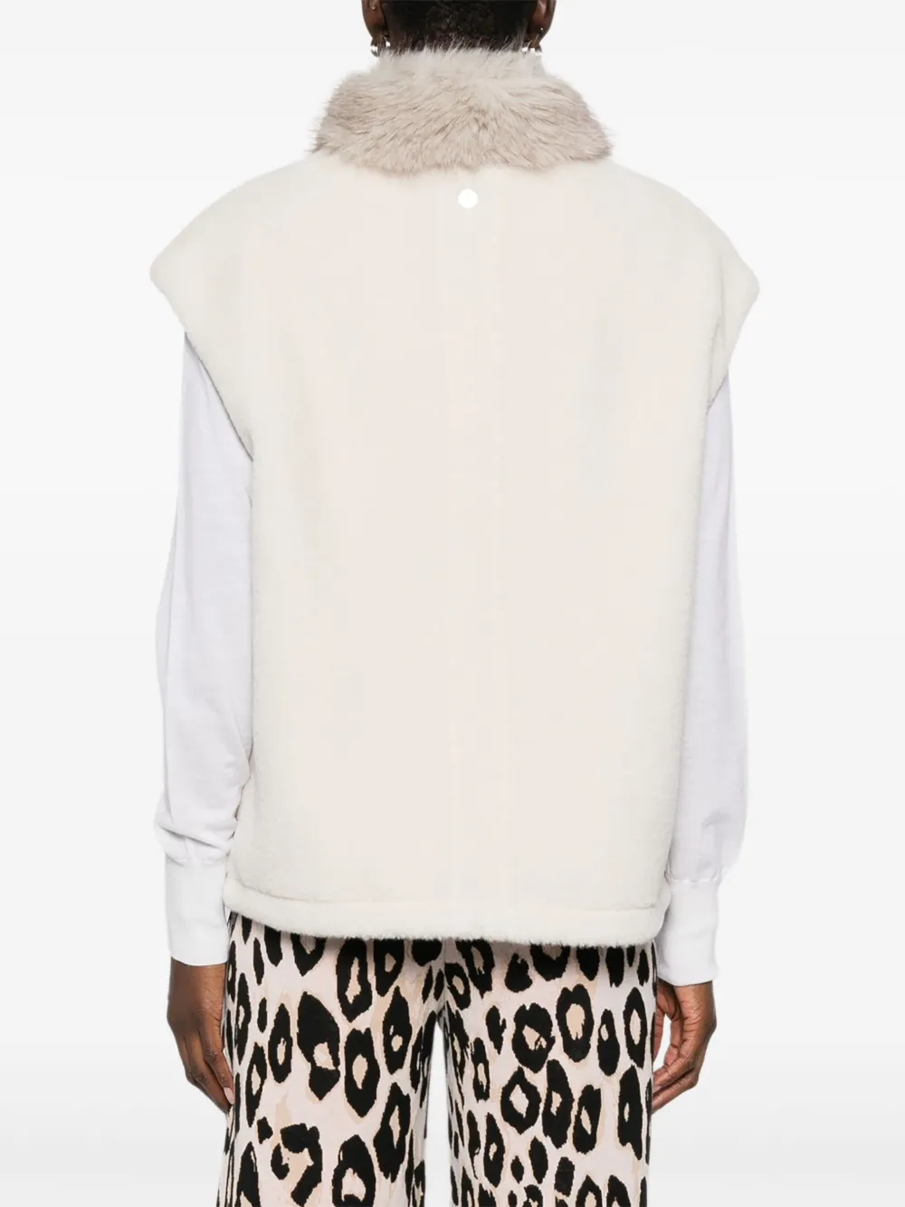 Marccain Fur-collar Gilet In Neutral