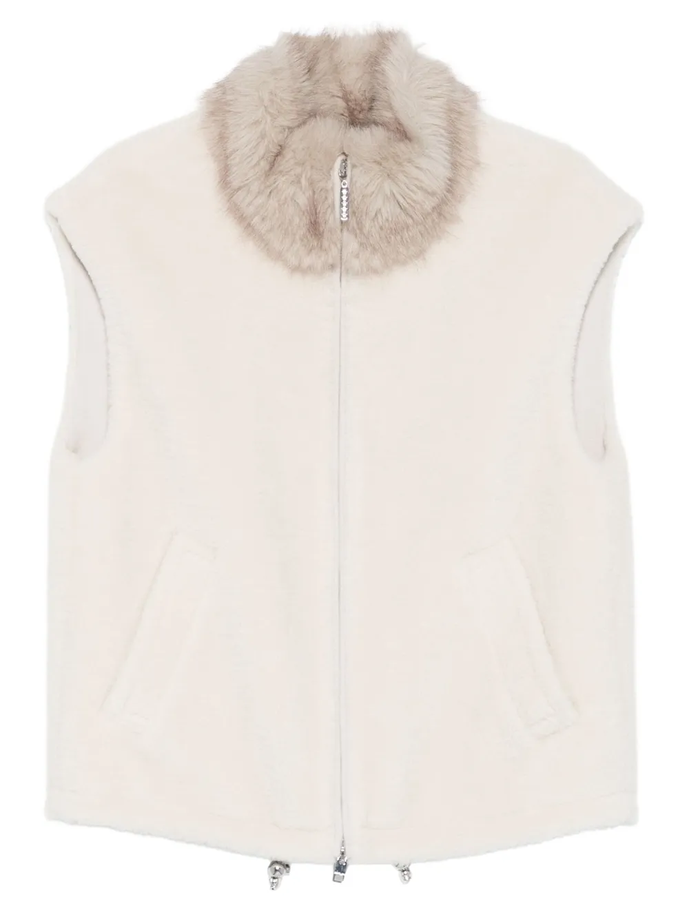Marccain Fur-collar Gilet In Neutral