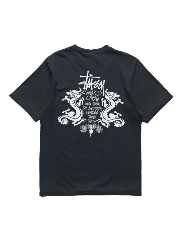 Stüssy dragon-embellished T-Shirt | Black | FARFETCH