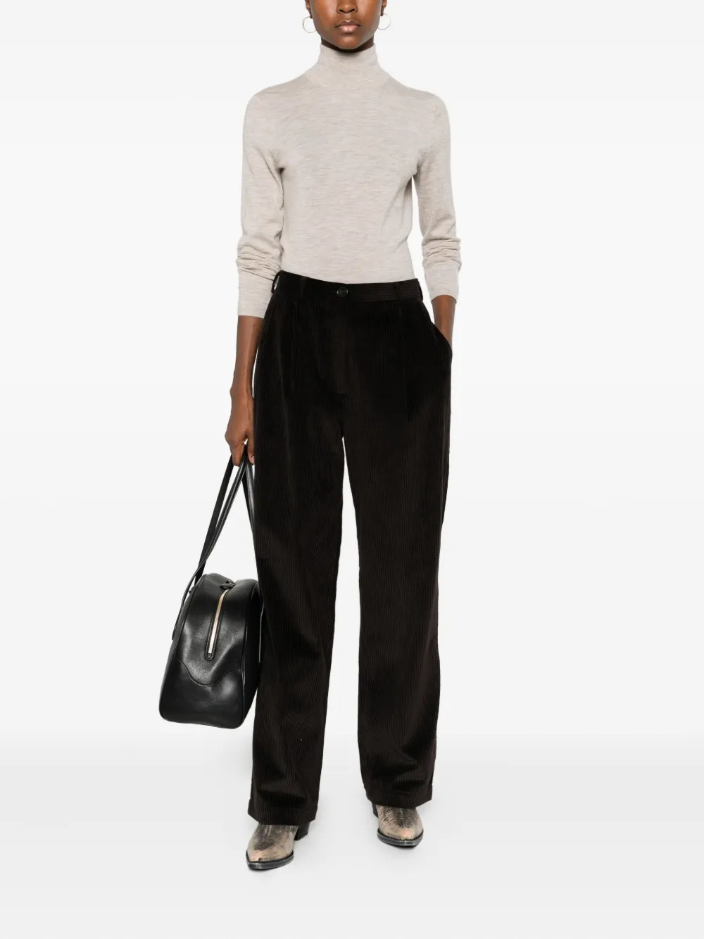 Max Mara Meana Roll-neck Sweater In Brown