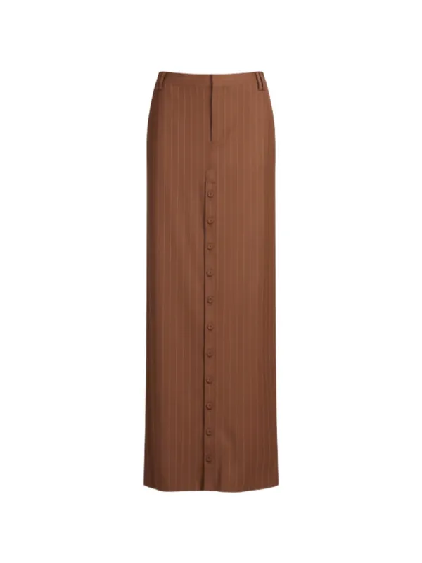 Jean Paul Gaultier Striped Maxi Skirt in Brown