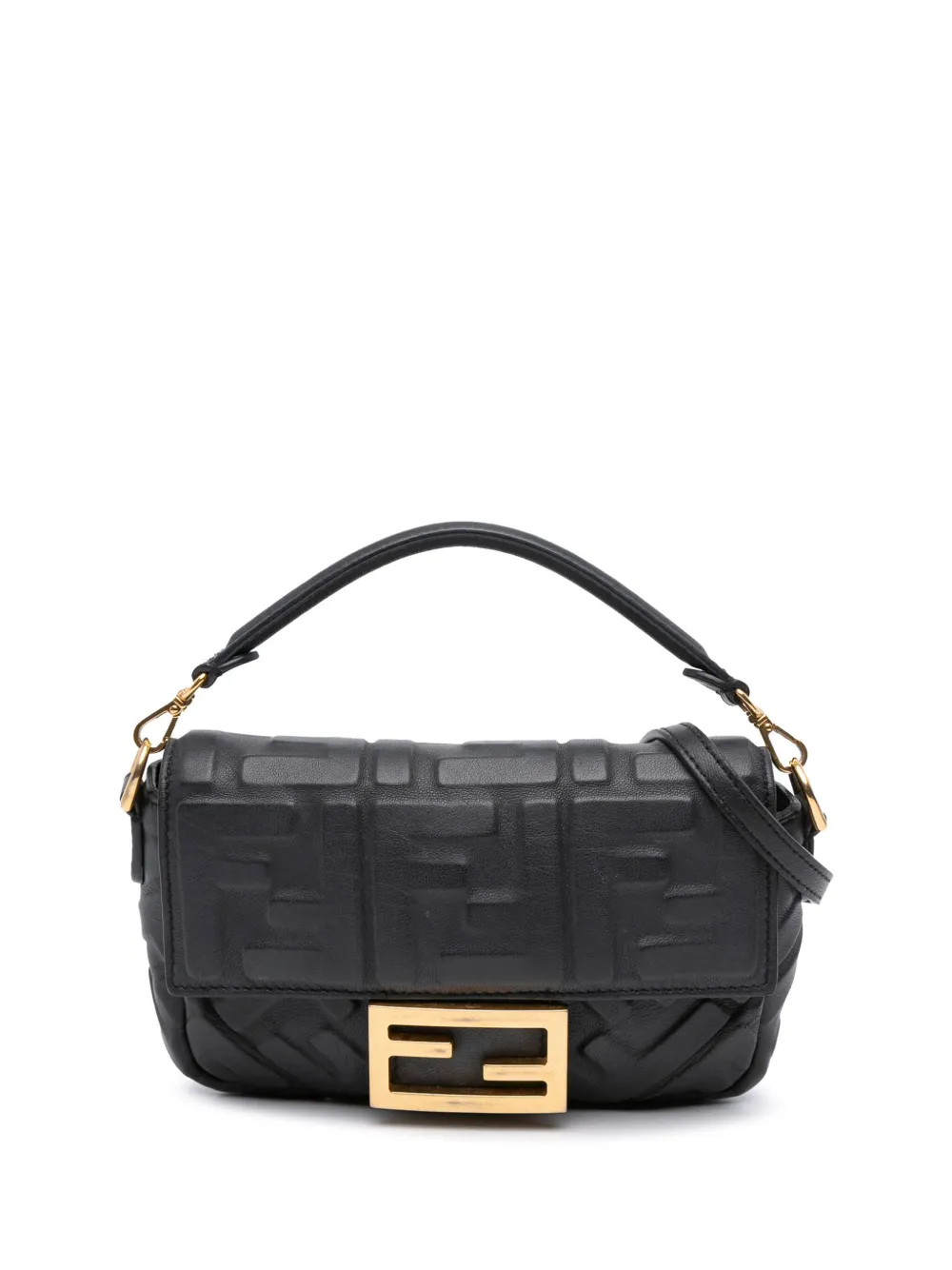 Fendi Pre-Owned 2010-2025 Mini Zucca Embossed Leather Baguette satchel | Black | Image 1
