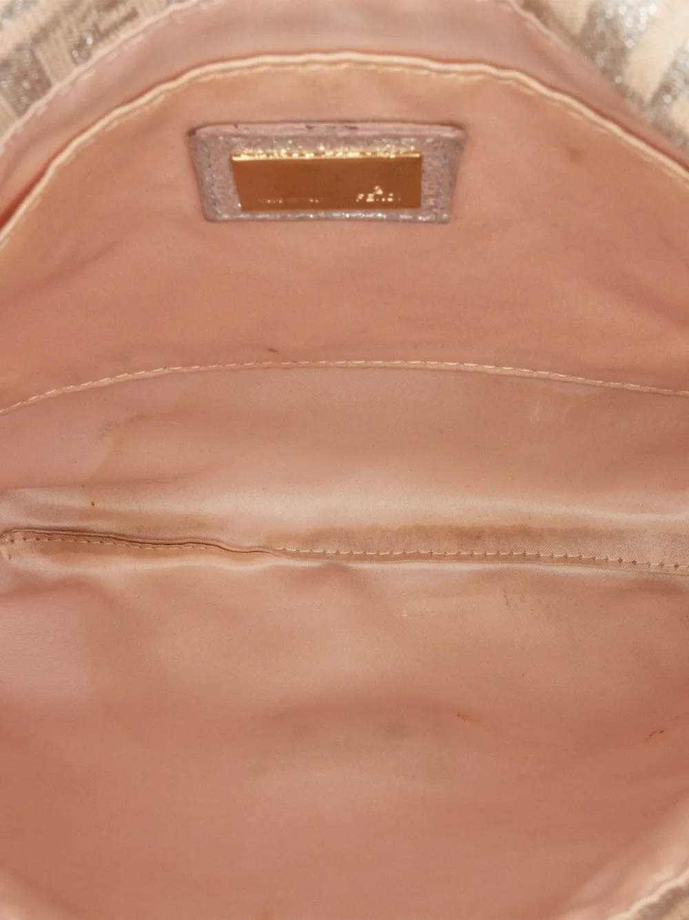 Pre-owned Fendi 2010-2025 Zucchino Metallic Canvas Flap Crossbody Bag In Gold