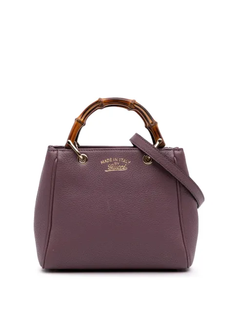 Gucci Pre-Owned bolsa satchel Shopper mini de piel de becerro y bambú 2016-2025