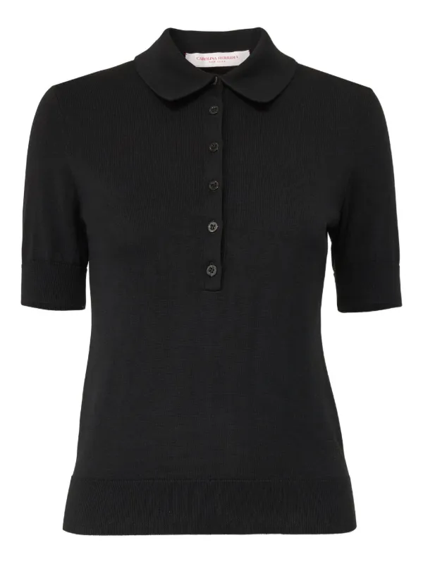 Carolina Herrera Short Sleeve Polo Shirt in Black