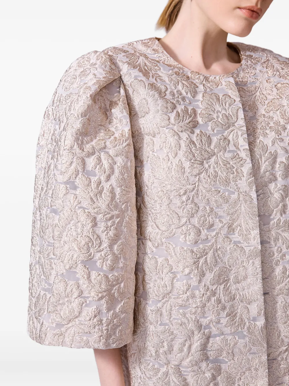 Carolina Herrera Floral-embroidered Coat In Pink