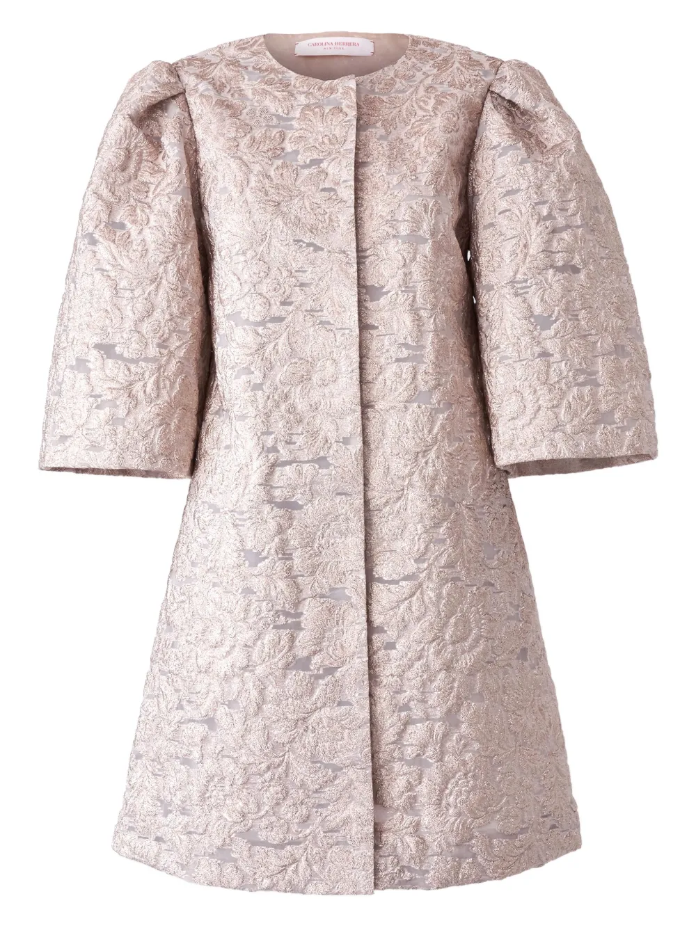 Carolina Herrera Floral-embroidered Coat In Pink