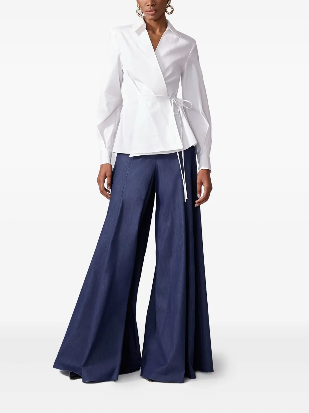 Carolina Herrera tie-waist wrap shirt - Wit