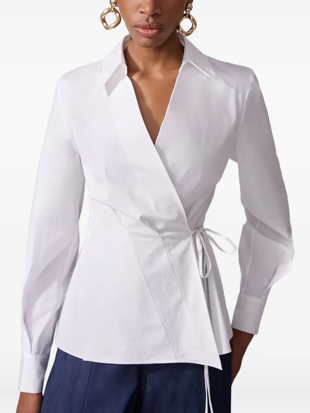 Carolina Herrera Wikkelblouse met gestrikte taille Wit
