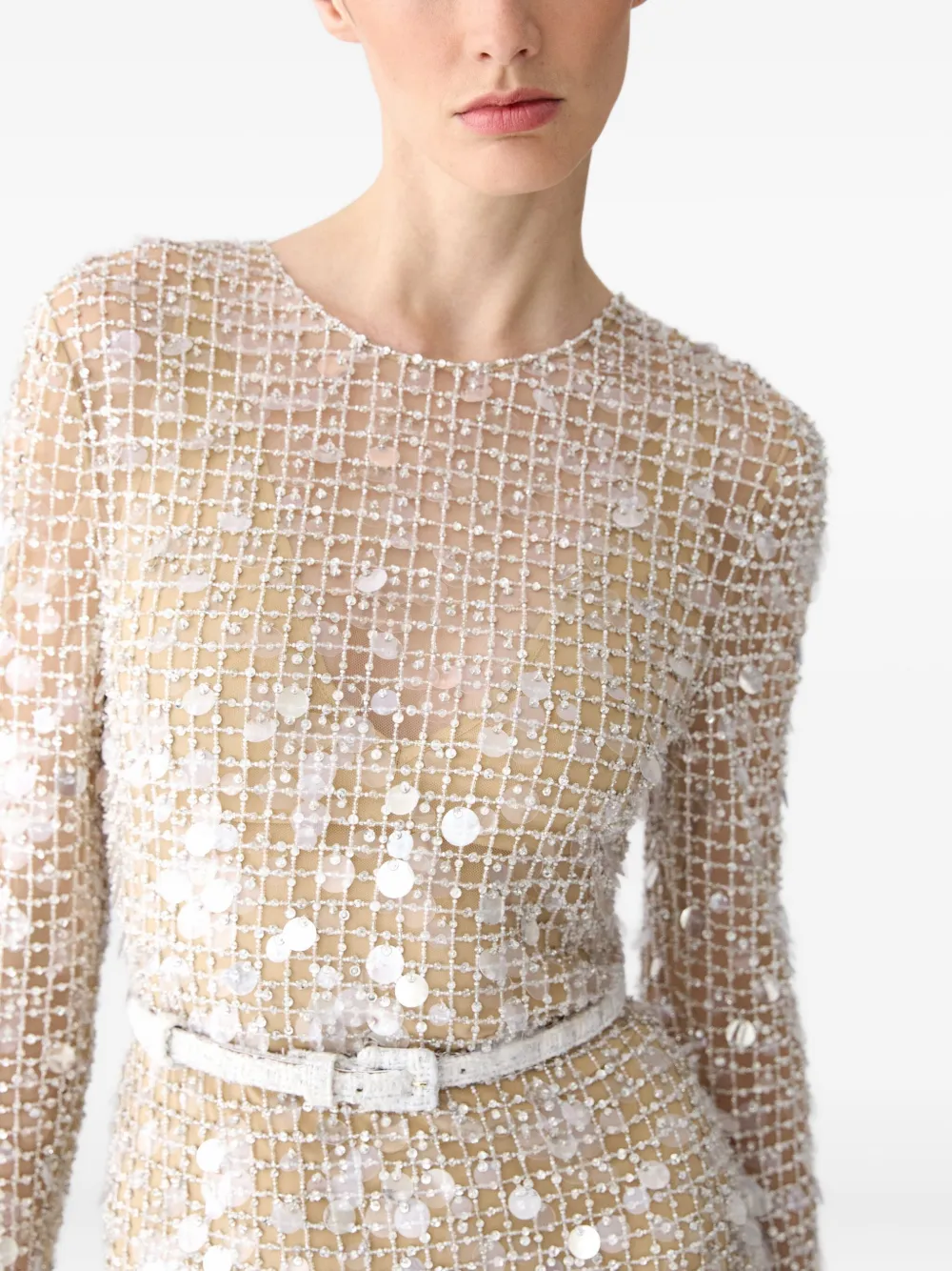 Carolina Herrera Jurk met borduurwerk Beige