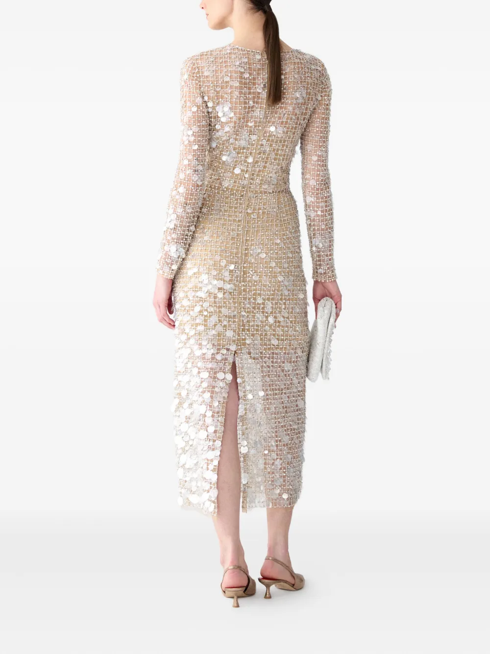 Carolina Herrera Jurk met borduurwerk Beige