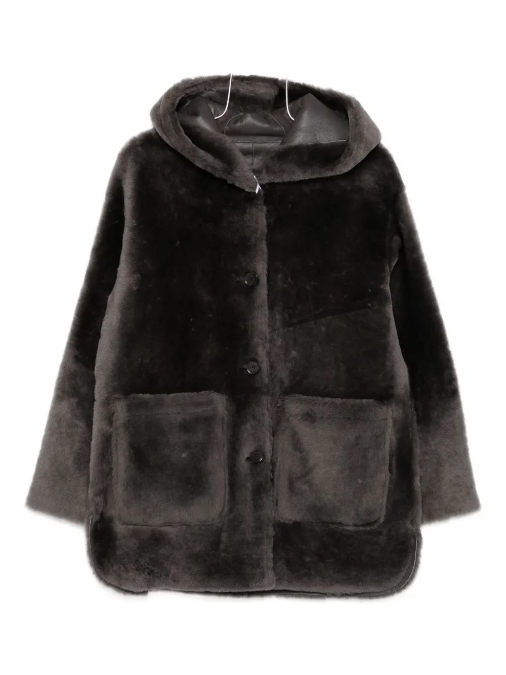 Arma Hooded Patch-pocket Jacket In Brown
