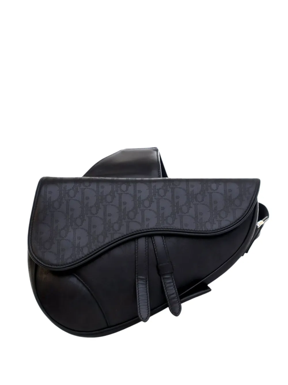 Christian Dior Pre-Owned 2022 Oblique Perforated Calfskin Galaxy Saddle Bag crossbody bag | Black | Image 1