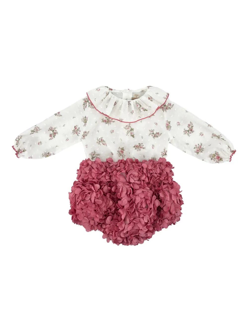 La Stupenderia floral-print petal-embellishment babygrow set - Weiß