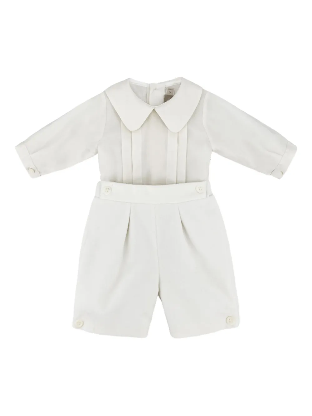 La Stupenderia Collared-neck Babygrow Set In White