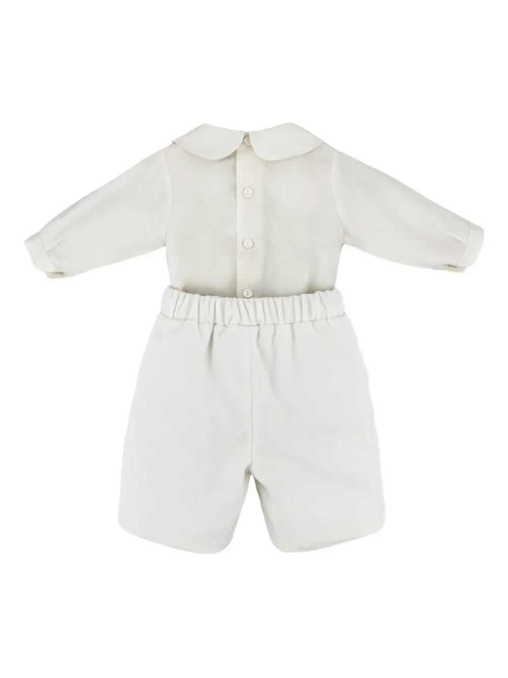 La Stupenderia Collared-neck Babygrow Set In White