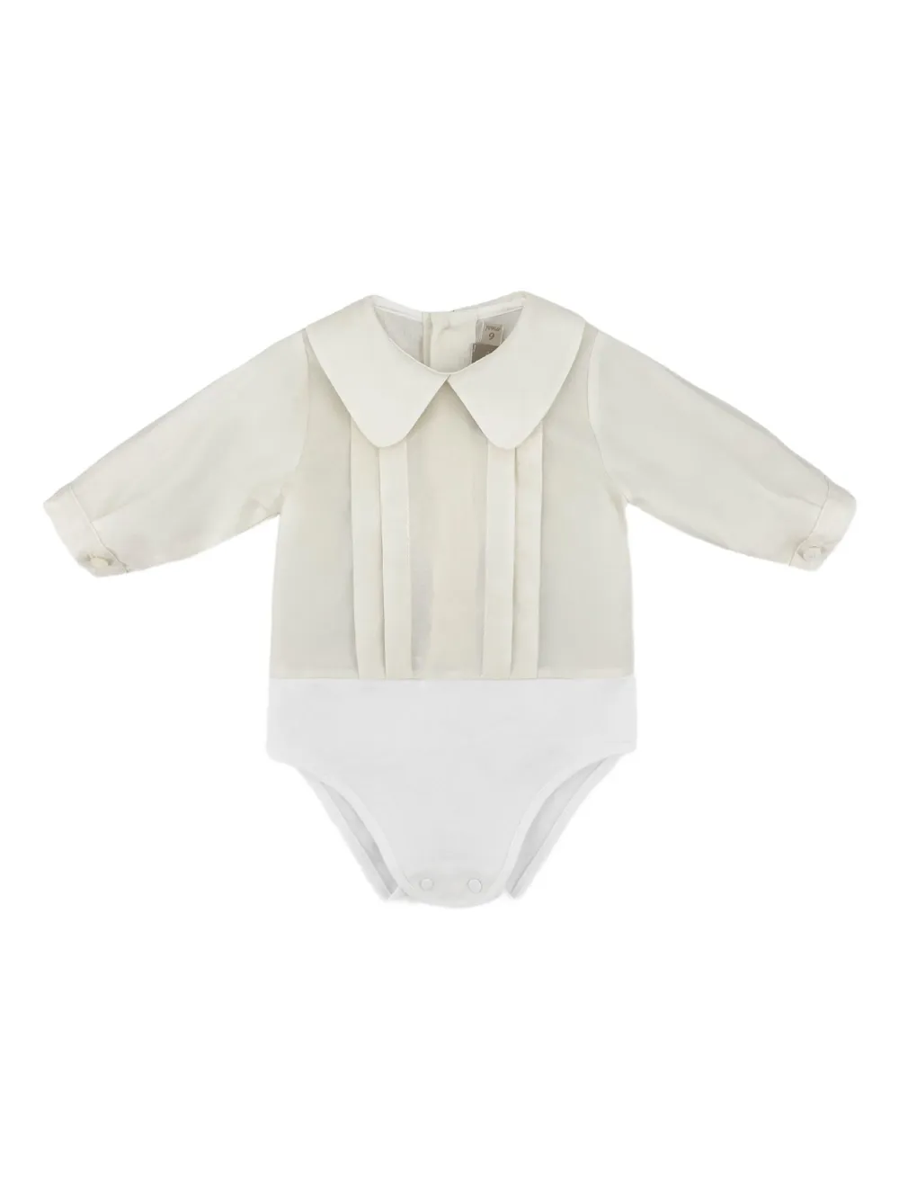 La Stupenderia Collared-neck Babygrow Set In White