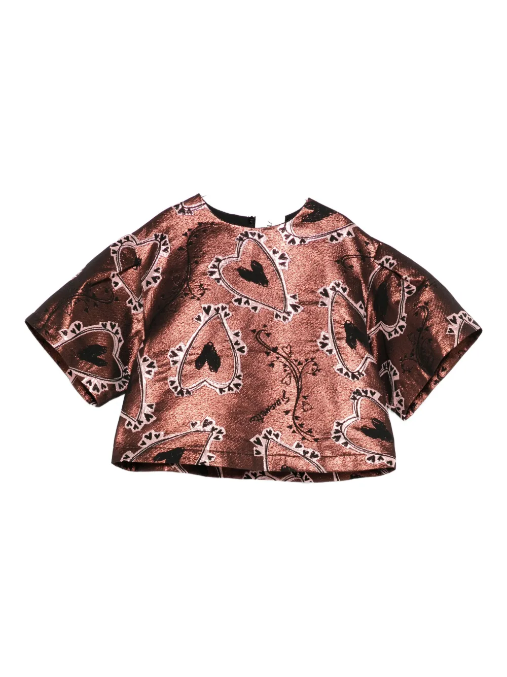 Simonetta Heart-jacquard Blouse In Red