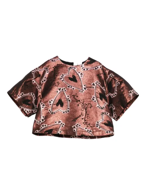 Simonetta heart-jacquard blouse