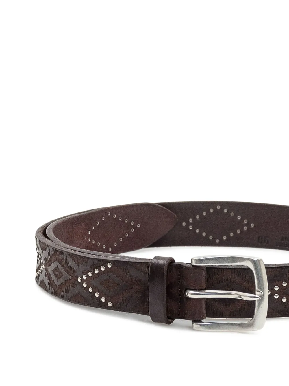 Orciani stud-embellished geometric-pattern belt - Bruin