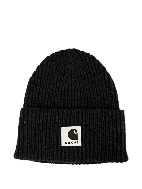 Carhartt sacai Beanie カーハート サカイ ニット帽ビーニー Sacai X Carhartt WIP ビーニー | ブラック | FARFETCH JP