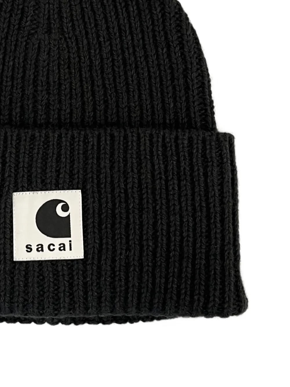 Sacai x Carhartt WIP geribbelde muts met logo - Zwart