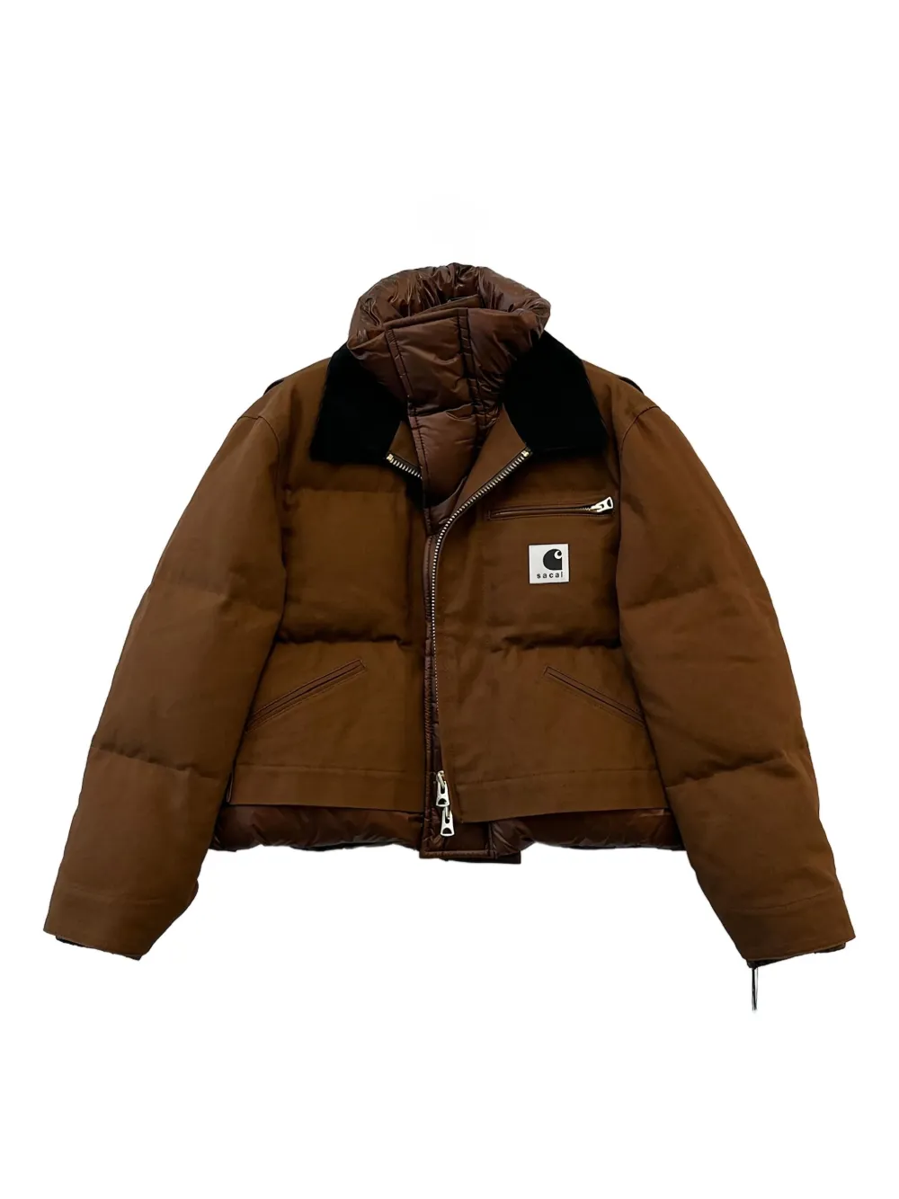 sacai x Carhartt WIP collared puffer jacket | Brown | Image 1