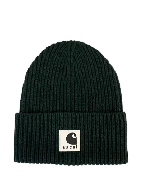 sacai gorro tejido de canalé en colaboración con Carhartt WIP 