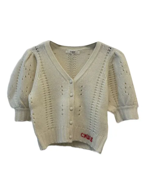 Chloé button puff-sleeve cardigan
