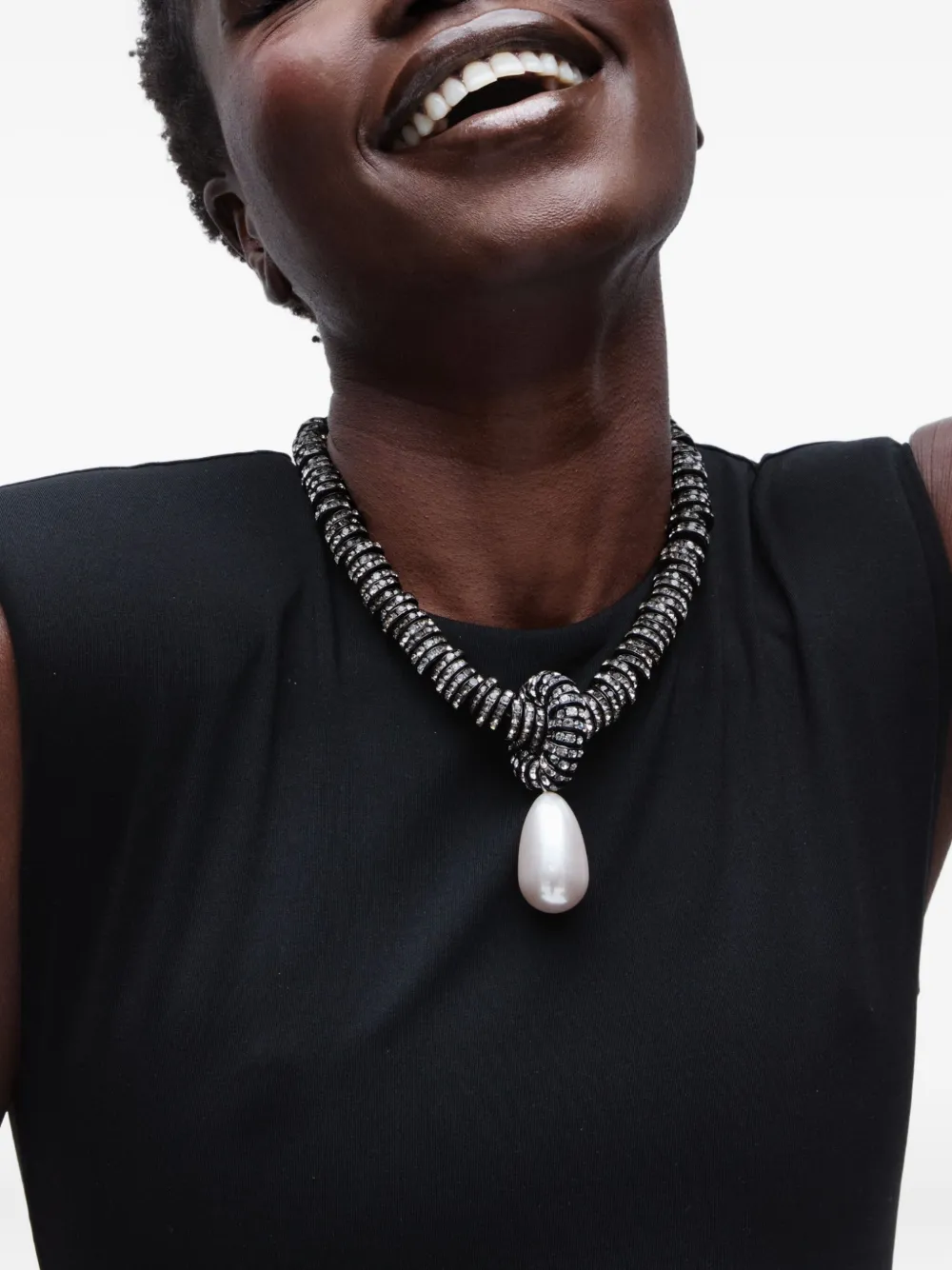 JULIETTA pearl-drop necklace - Zwart