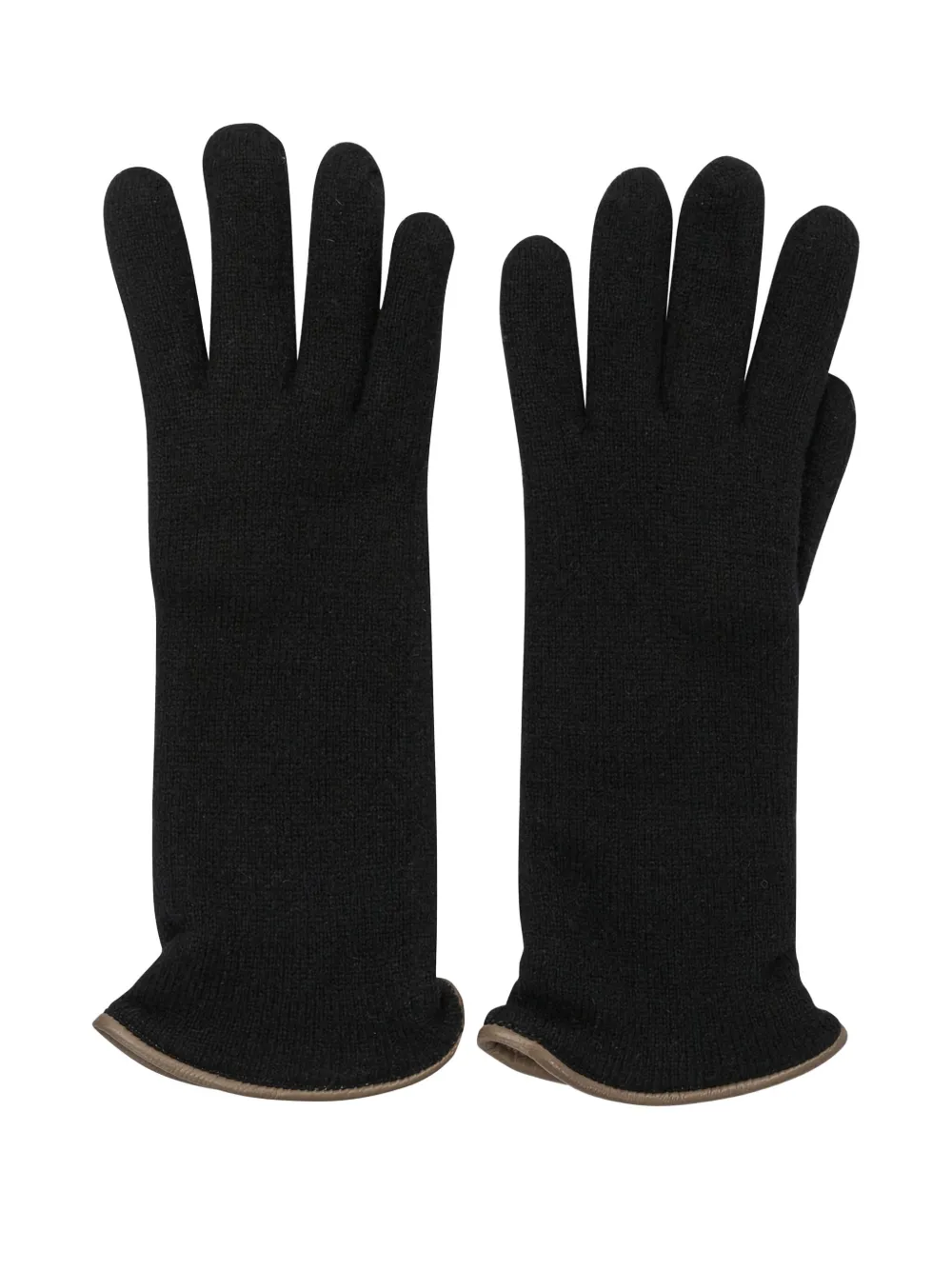 Restelli Cashmere Gloves With Ribbed Cuffs And Trim In Black