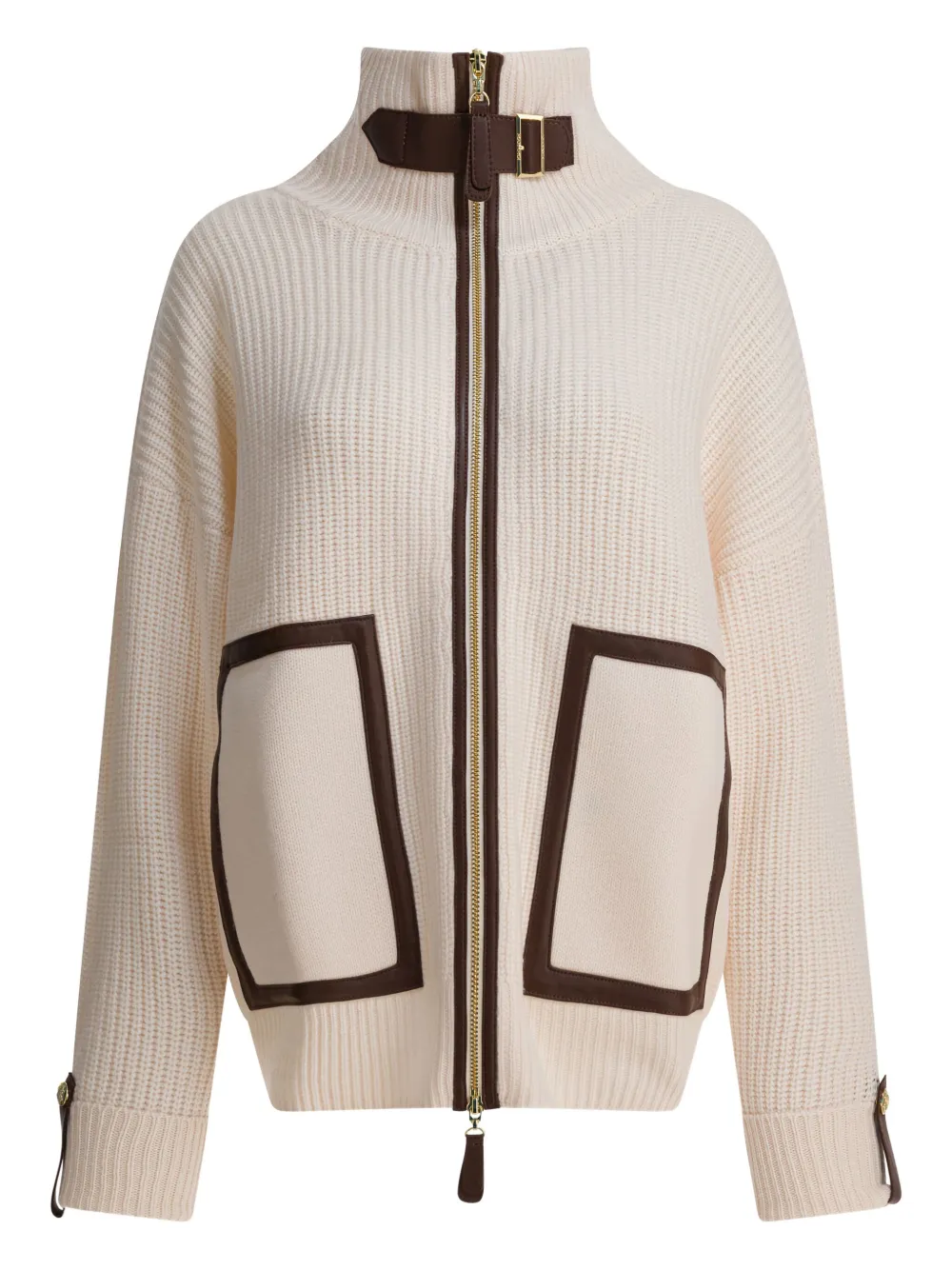 Max & Moi Gelaia Zip Buckle Casrdigan In Animal Print