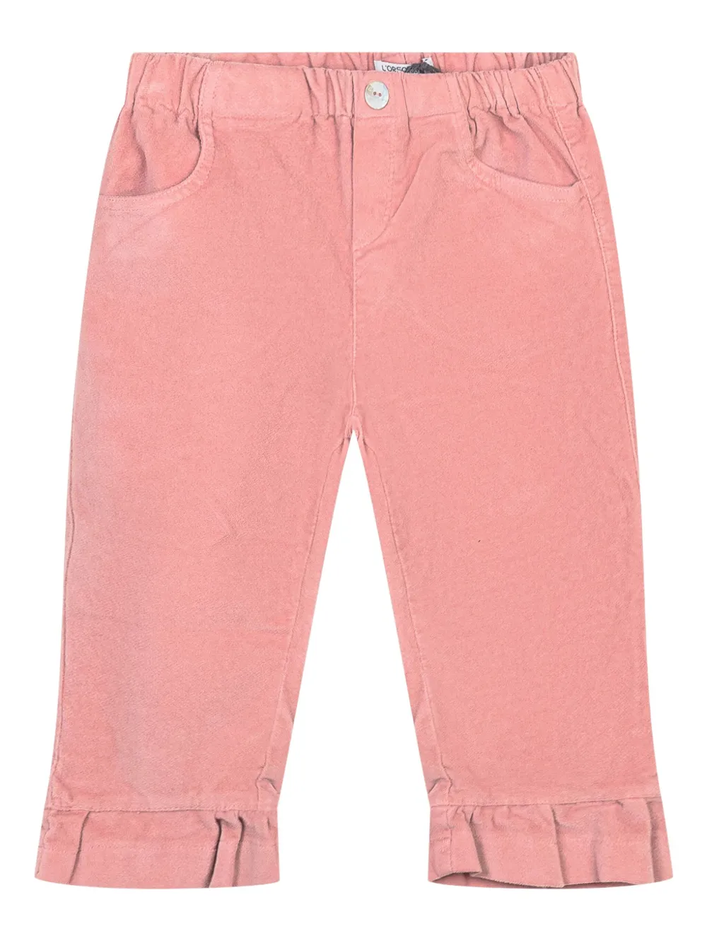 L'ORSOBRUNO corduroy ruffled trousers | Pink | Image 1