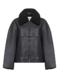 Studio Nicholson Erie shearling-collar zip-up leather coat - Black