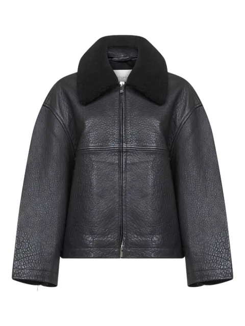 Studio Nicholson Erie shearling-collar zip-up leather coat