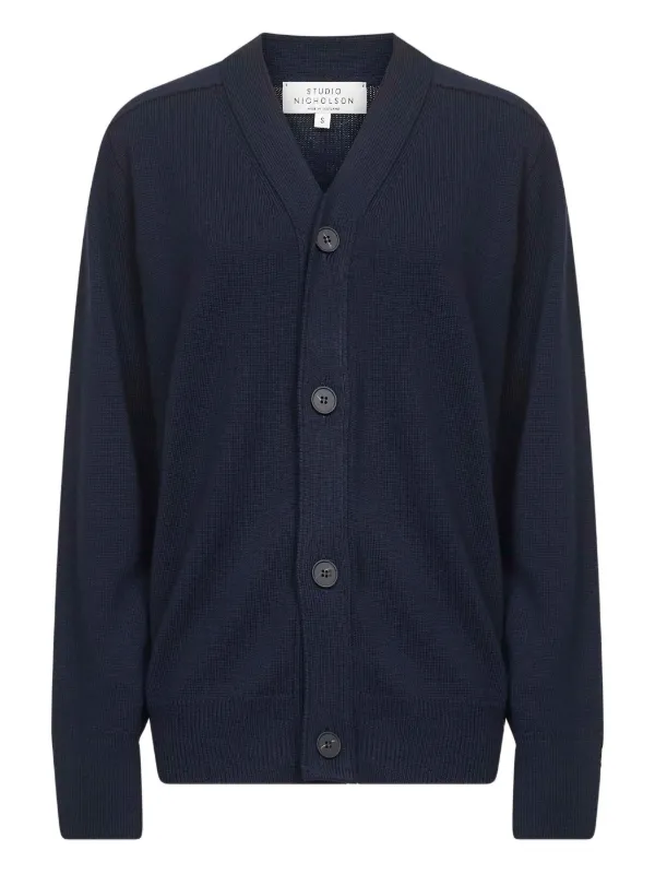 Studio Nicholson Conan V-neck Cardigan in Blue