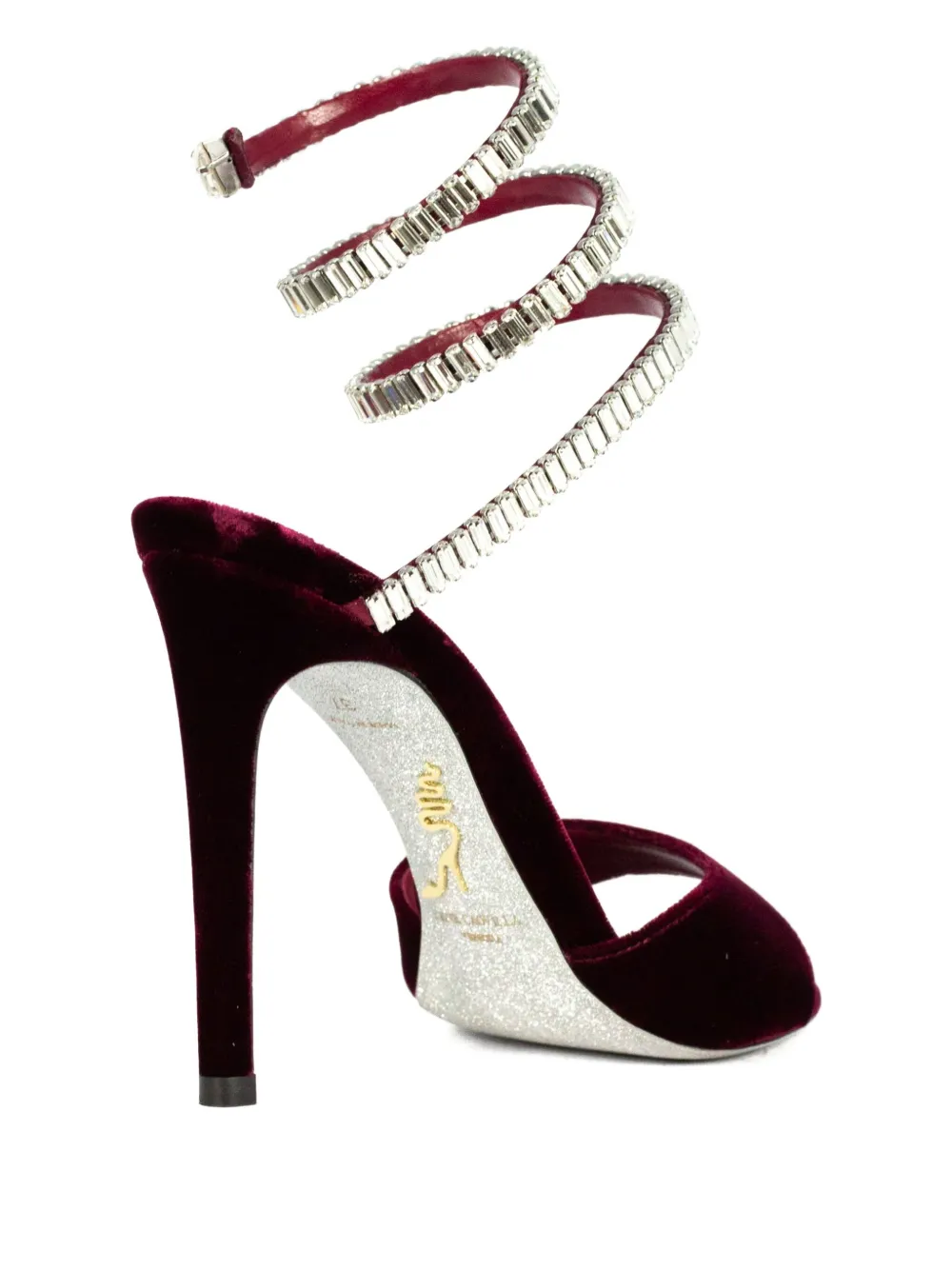 René Caovilla 104mm Cleo Serpent Rhinestone Sandal In Burgundy