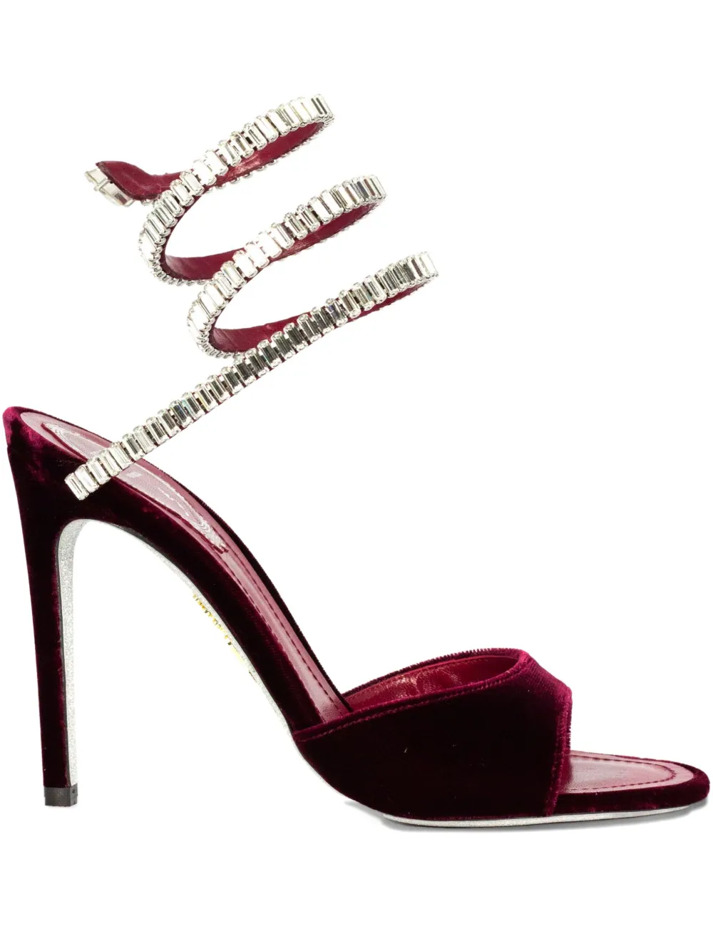 René Caovilla 104mm Cleo Serpent Rhinestone Sandal In Burgundy