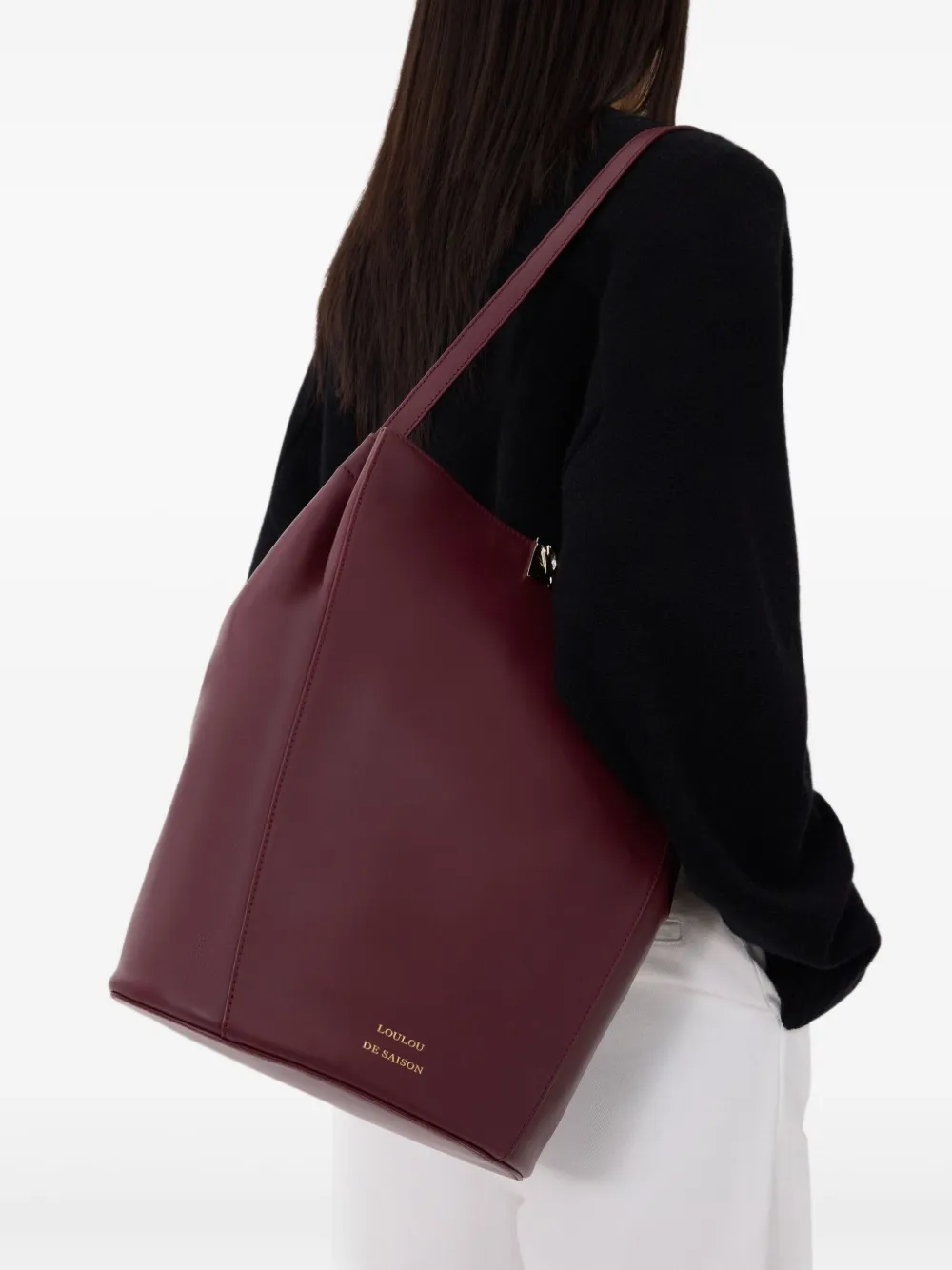 LouLou de Saison Daya leren bucket-tas Rood