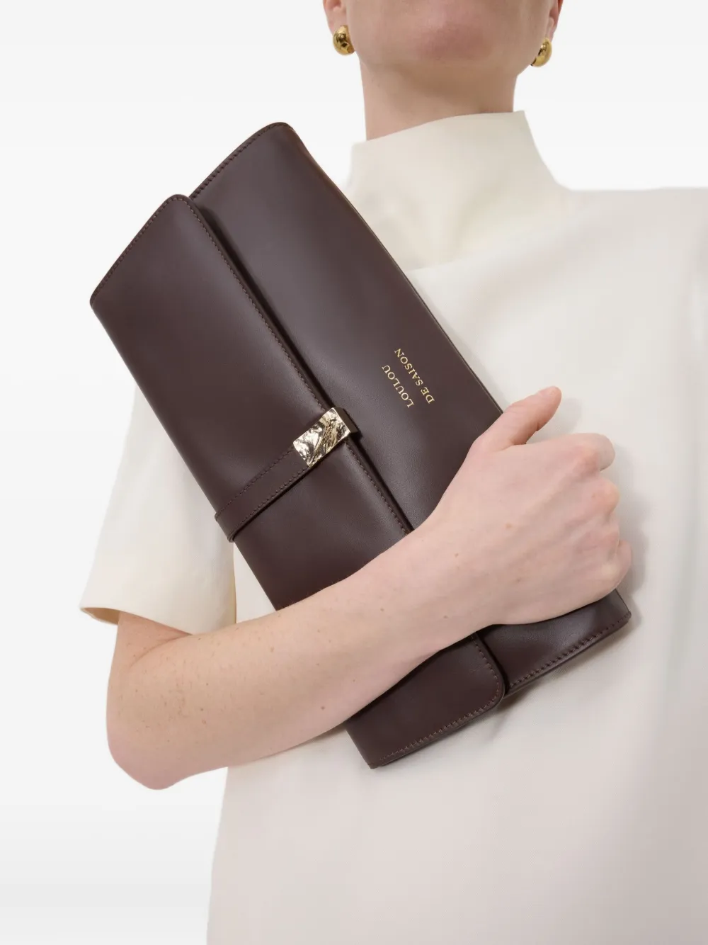 LouLou de Saison Elmer leren clutch - Bruin