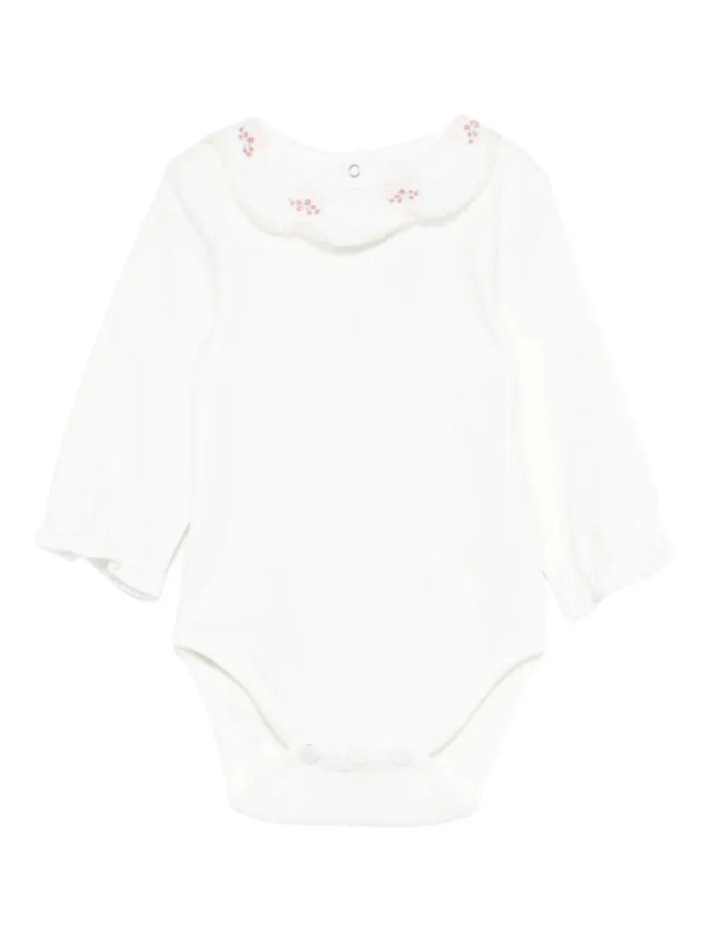 Tartine Et Chocolat Babies' Embroidered-collar Bodysuit In White