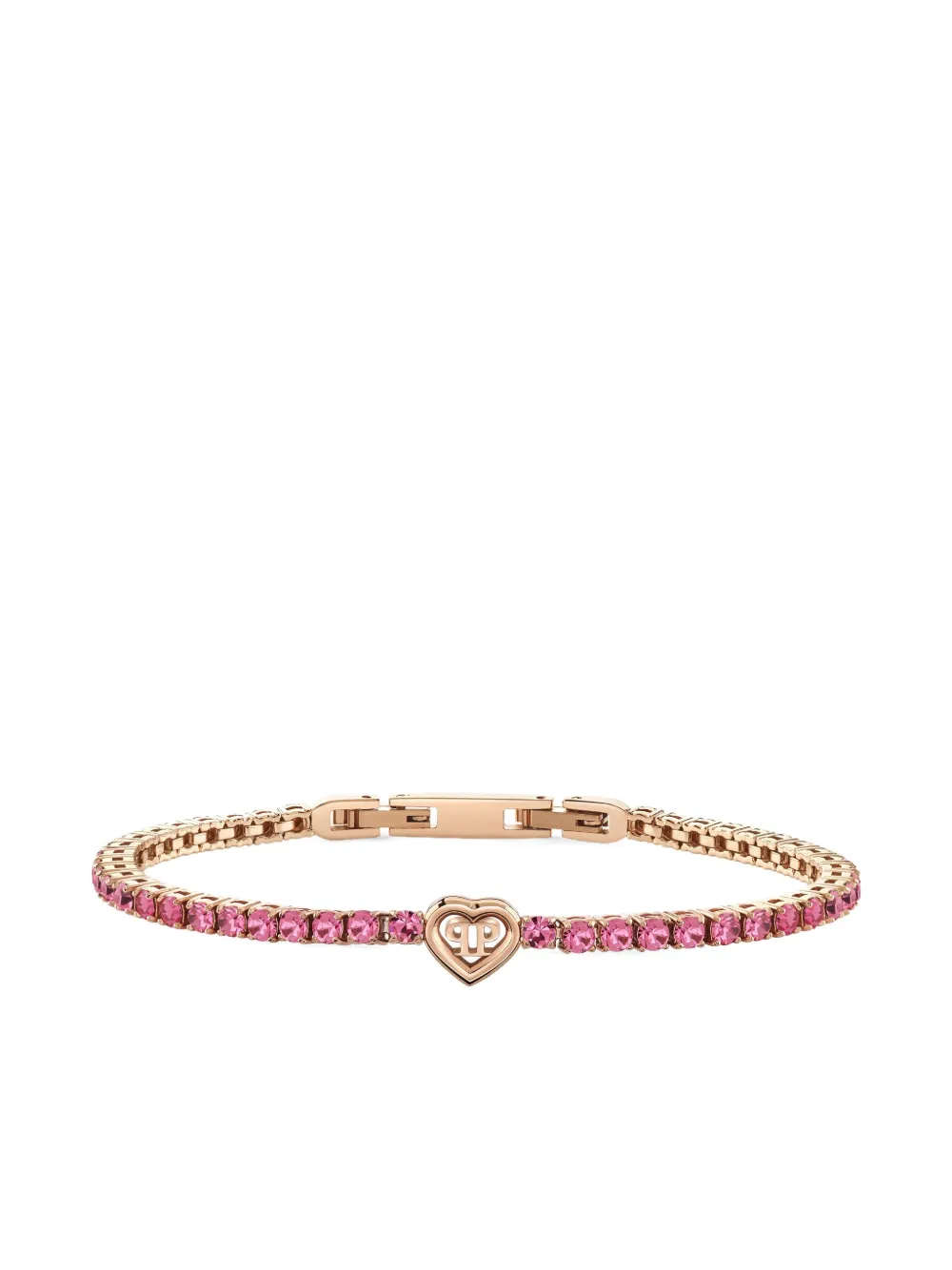 Philipp Plein Crystal-embellished Heart-motif Bracelet In Gold