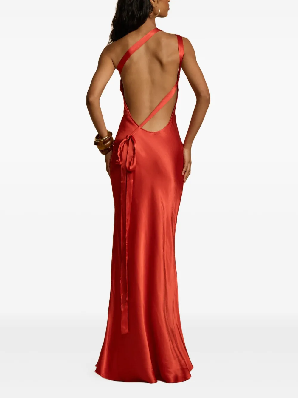 Arcina Ori Monique Asymmetric Tie Gown Dress In Red