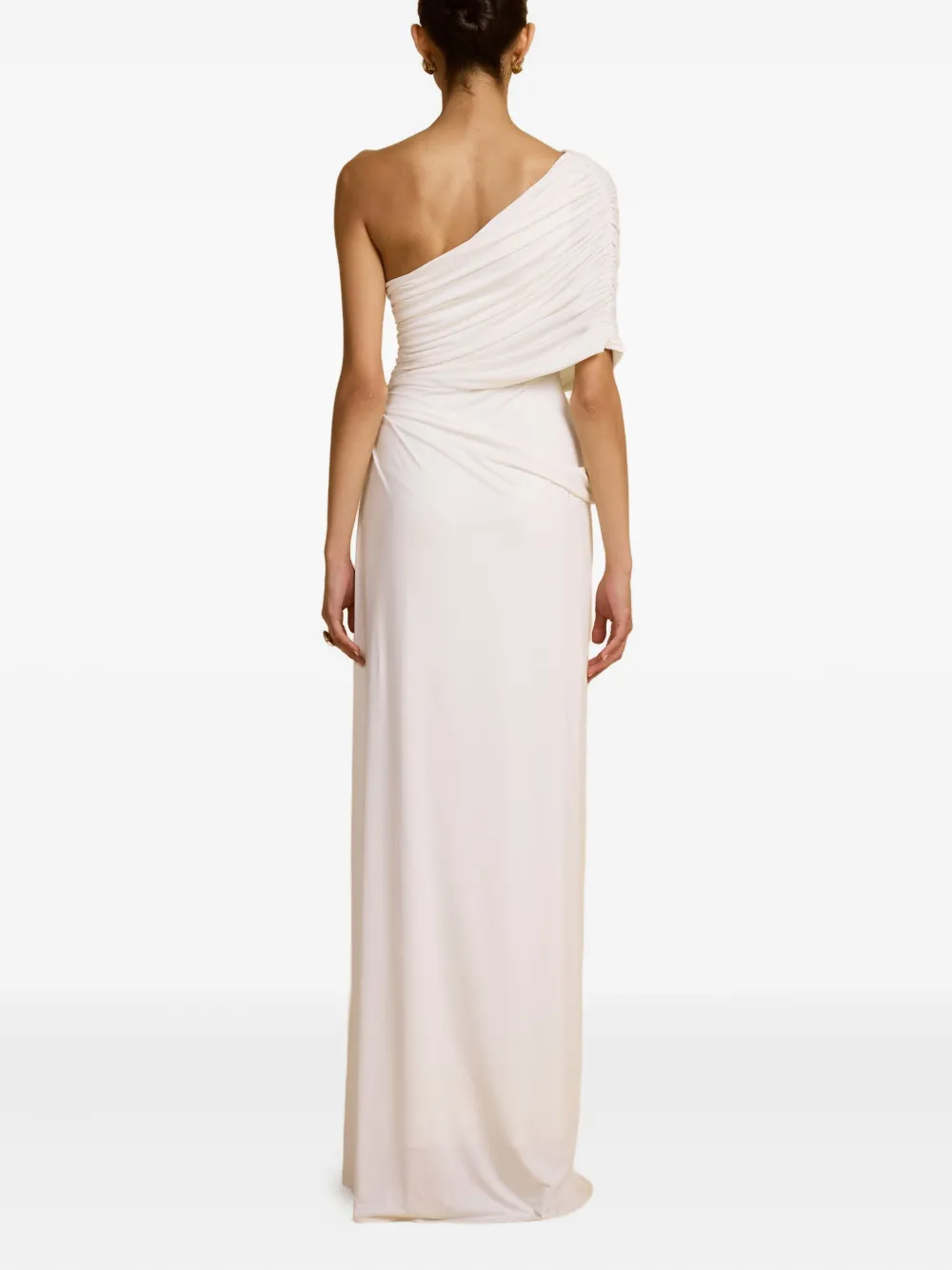 Arcina Ori Chantal Asymmetric One-shoulder Gown Dress In White