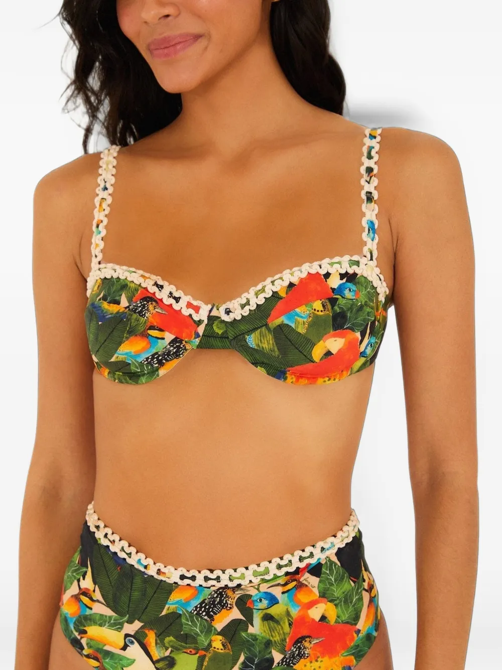FARM Rio Green Bird Leaves bikinitop met beugel Groen