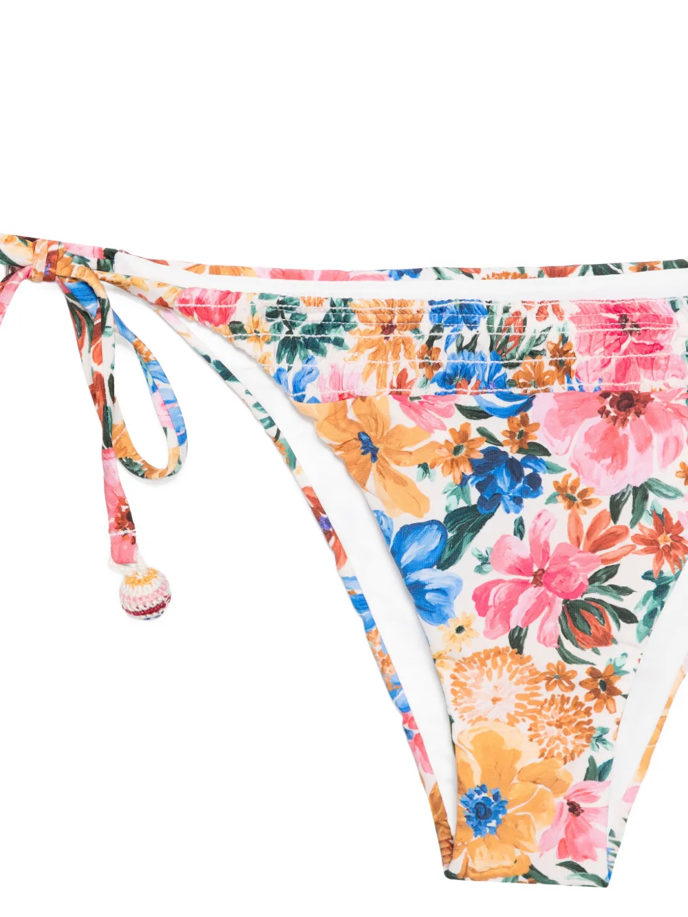  Farm Rio Floral-print Tie-side Bikini Bottom - Neutrals 