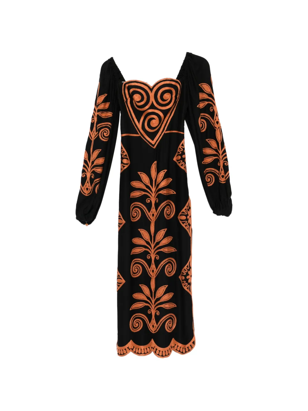 FARM Rio Cornely Ainika long-sleeve midi dress - Nero