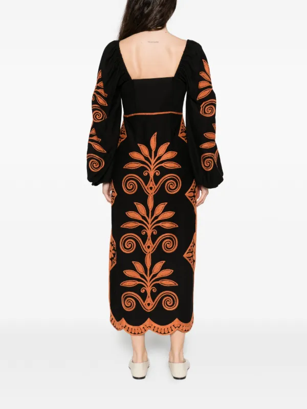 chinese dress ladies Shop for Red Garden Delight Long Sleeve Midi Dress main image 1