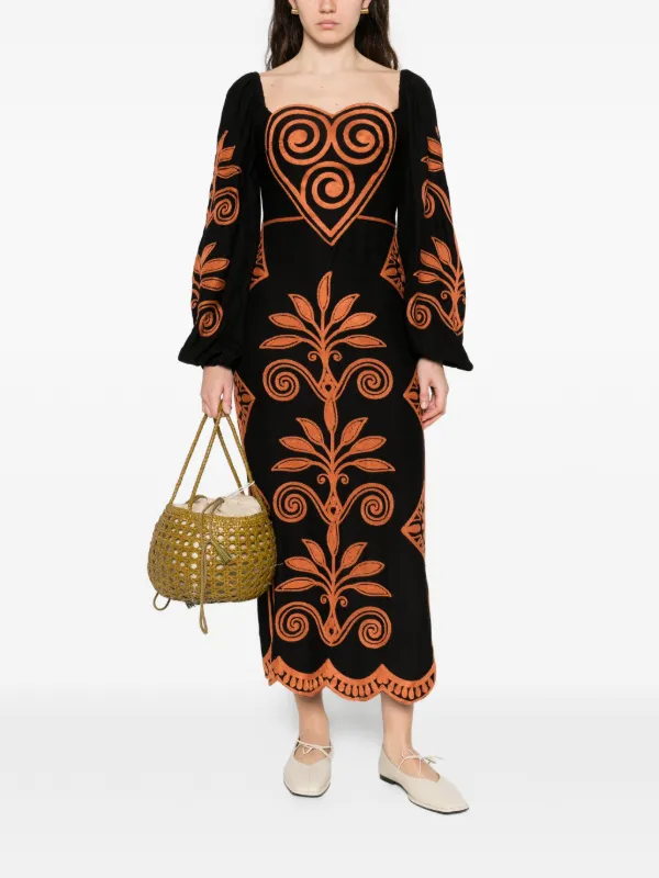 farm rio ainika sparkle long sleeve maxi dress Farm Rio Ainika Sparkle Long-Sleeve Maxi Dress Augusthouseofbrands