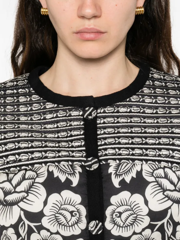 FARM Rio Cashews And Birds Padded Jacket | Black | FARFETCH
